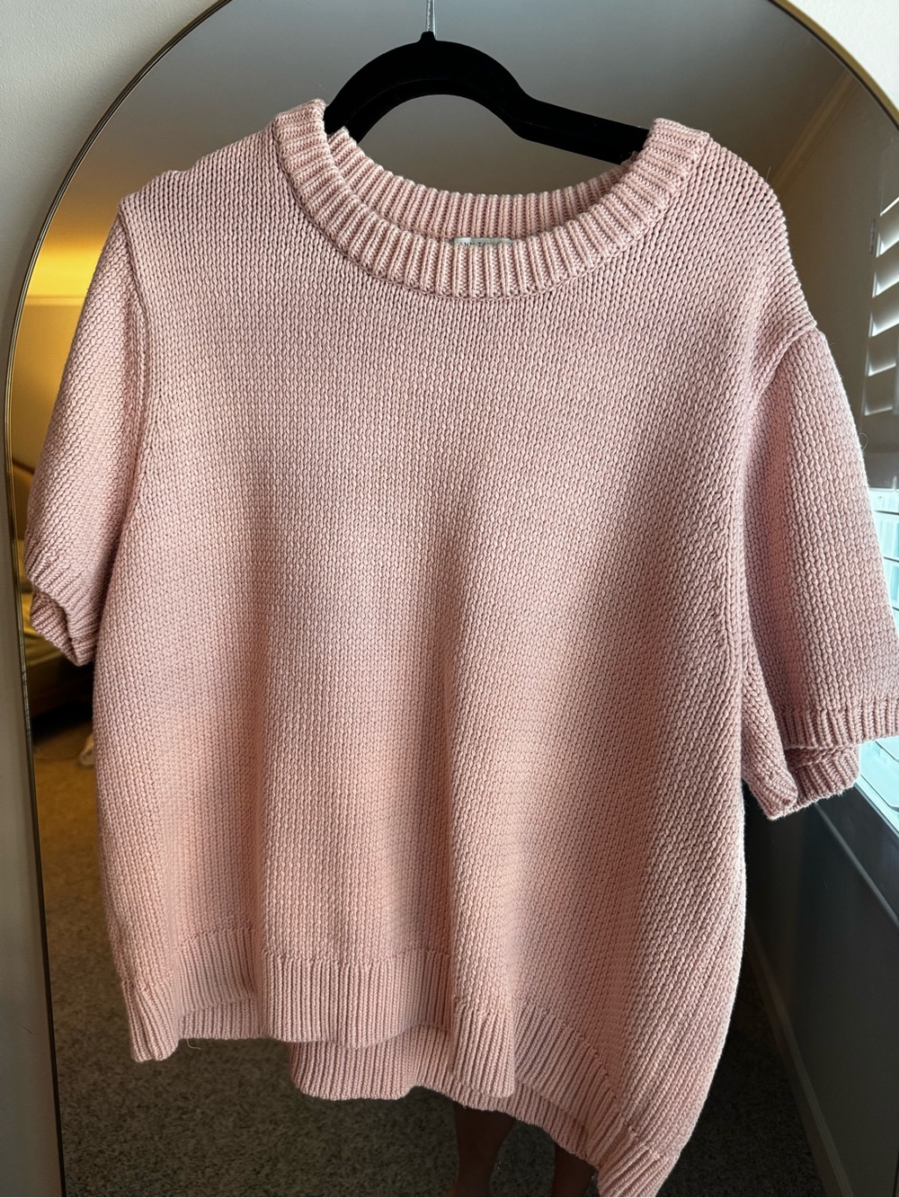 Ann Taylor Short-Sleeve Crewneck Sweater - Dusty Rose